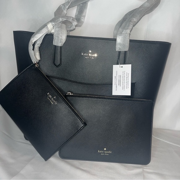 3pc Kate Spade Black Staci Tote and Wristlet Set - Picture 3 of 14